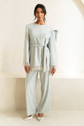 Pearl Tassel Jacket & Trouser | Pale Blue