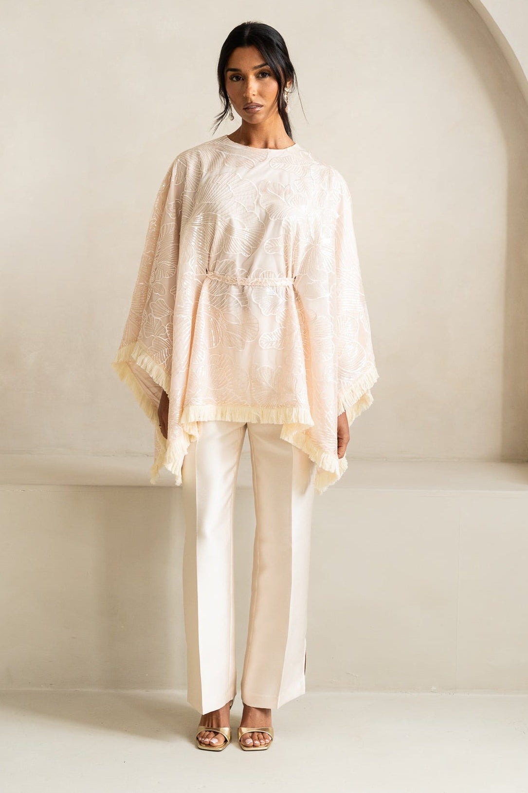 Sequin Cape & Trouser | Cream
