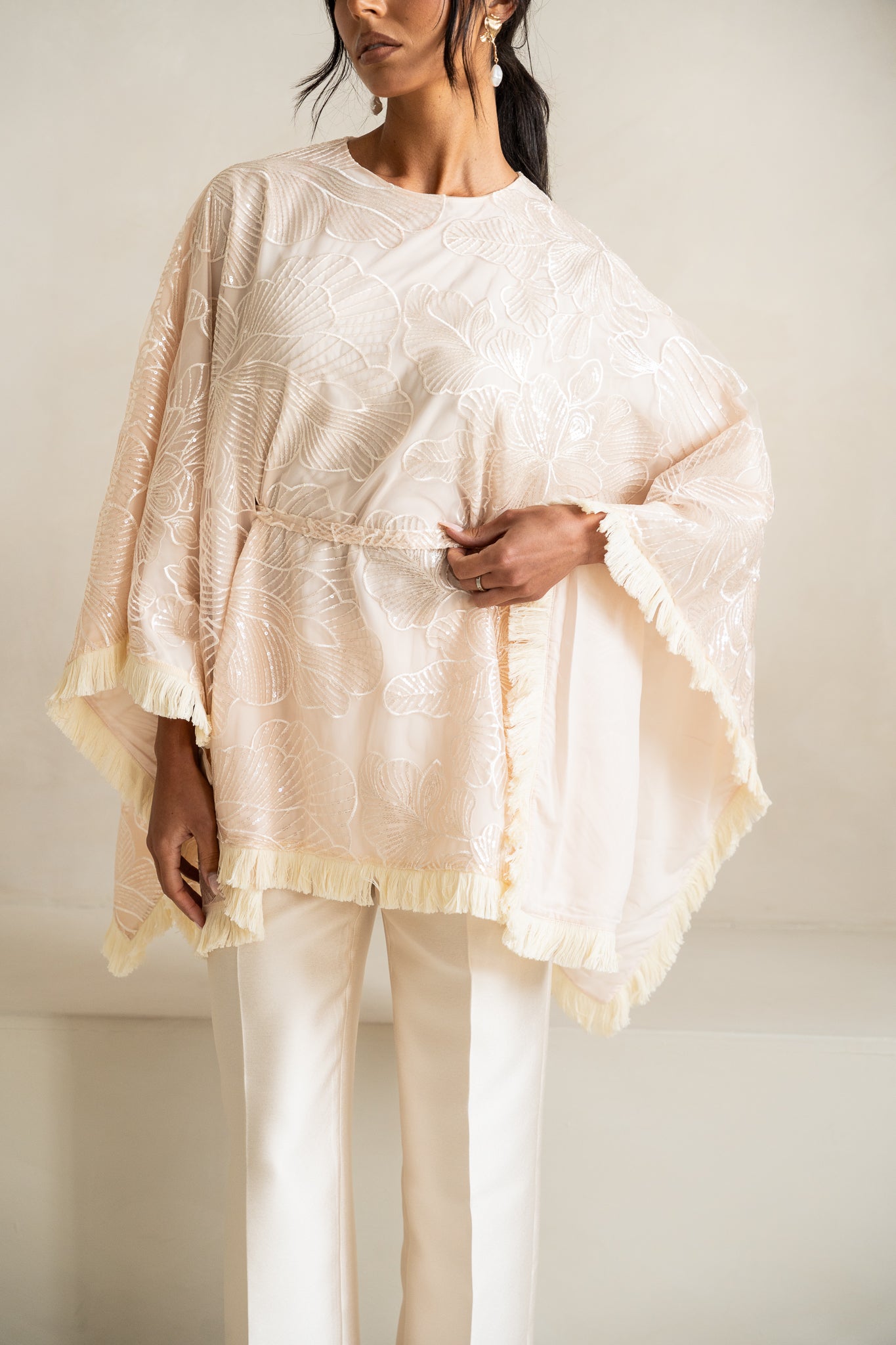Sequin Cape & Trouser | Cream