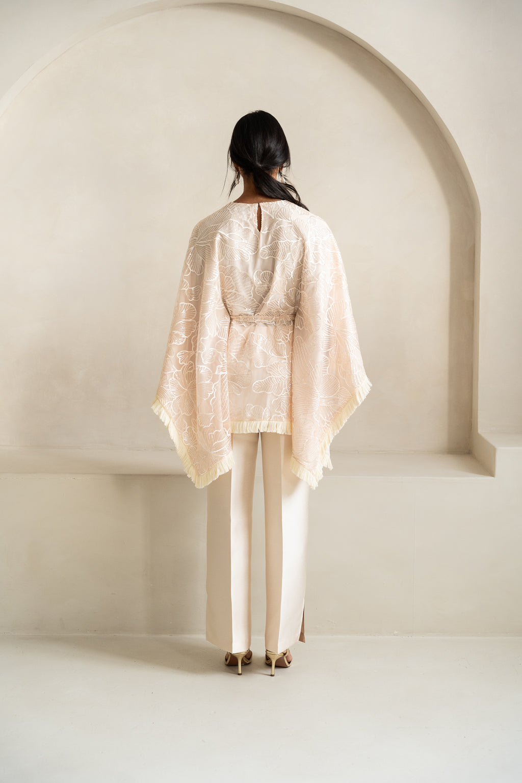 Sequin Cape & Trouser | Cream