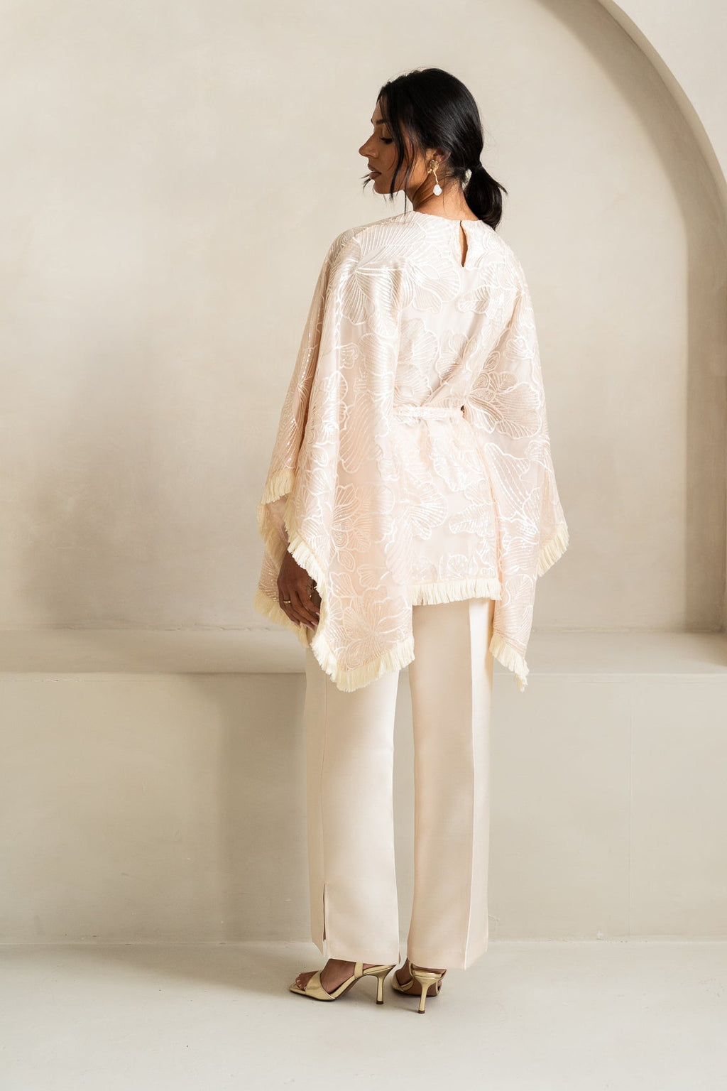 Sequin Cape & Trouser | Cream