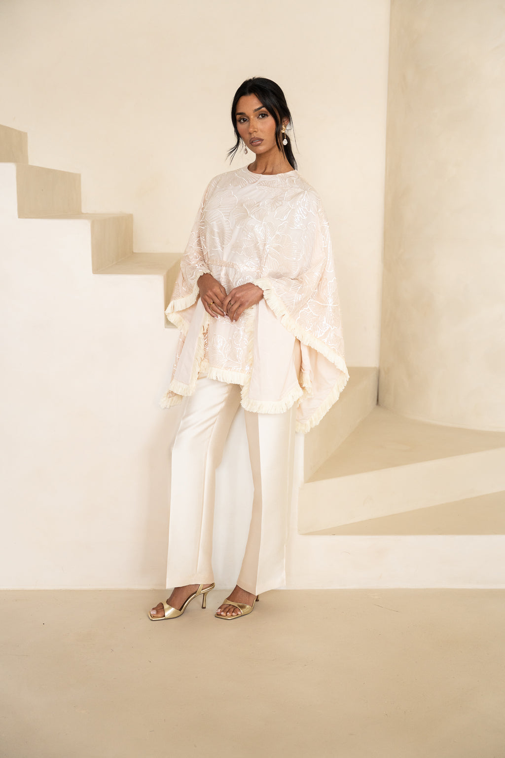 Sequin Cape & Trouser | Cream