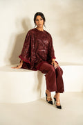 Sequin Cape & Trouser |Burgundy